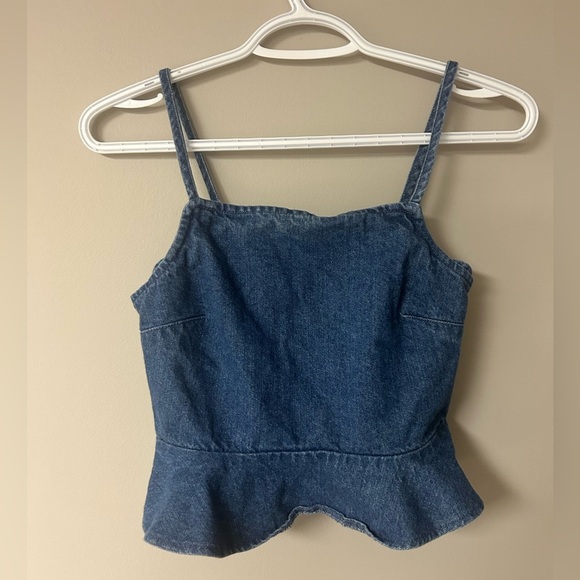 American Eagle Outfitters Denim Cami Cropped Top - Picture 1 of 3